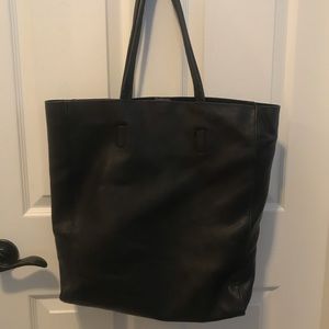 Black leather tote